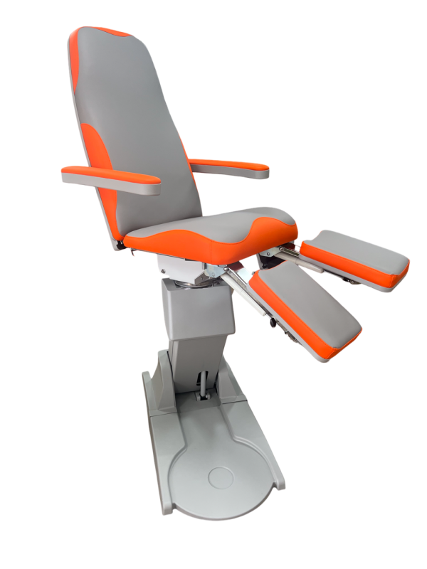 MB_Podo-treatmentchair-Chrome-Orange-up-rotable
