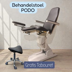 Behandelstoel PODO zwart + GRATIS werkkruk